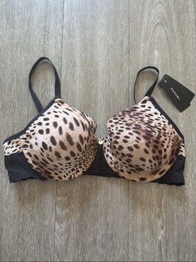 Natori Leopard-Print Bliss Perfection Bra - Black & Tan